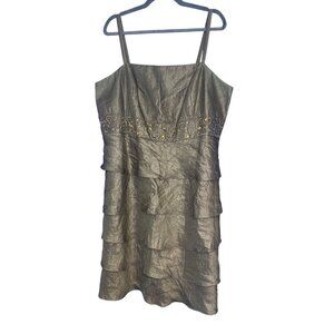 Women’s 22W Metallic Ruffle Embellished Dress – Festive Preppy Cocktail Holiday